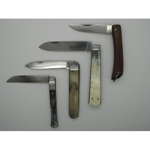 267 - Pocket Knives - Begon 247 Caen, with horn scales, brass liners, 22.5cm open, an unnamed knife with w... 