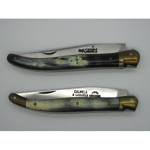 287 - Pocket Knives - 'Calmels - A Laguiole' Knife, with horn scales and brass bolsters, 24cm open; plus '... 