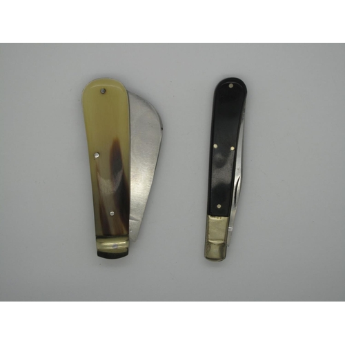 316 - Pocket Knives - M. Slater of Sheffield Pruner, with polished horn scales, brass bolster, 16cm open; ... 