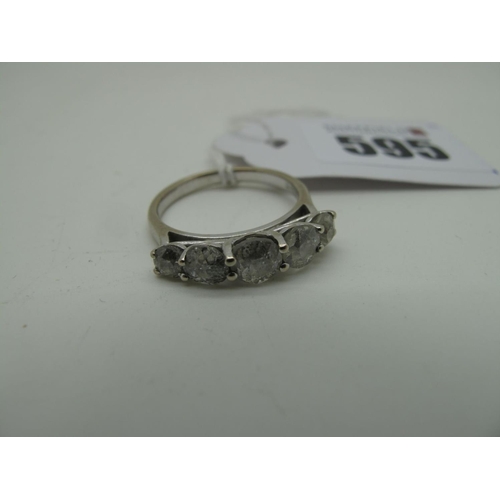 595 - An 18ct White Gold Five Stone Diamond Ring, claw set with graduated old cut stones (chips) (finger s... 