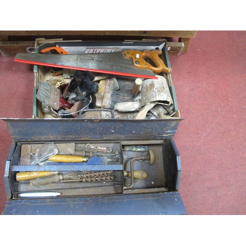 1120 - Enox Tool Box, containing chisels, drills, screws, paint brushes, spirit level.