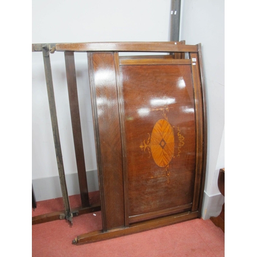 1154 - Edwardian Inlaid Mahogany Double Bed, with ribbon inlay and oval marquetry panel.