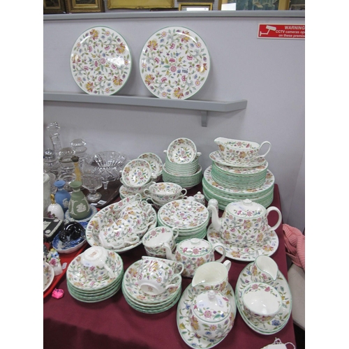 1155 - Minton 'Haddon Hall' Dinner Tea Service, bowls, gravy boat, teapot.