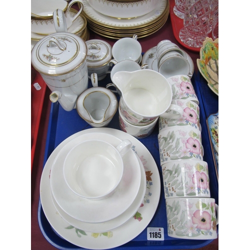 1185 - Wedgwood China Tea Set, in the Meadowsweet pattern, and a Noritake Joanne coffee set :- One Tray