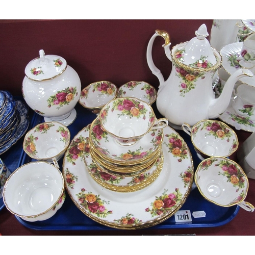 1201 - Royal Albert 'Old Country Roses' Tableware of Twenty-two pieces, including coffee pot, all first qua... 