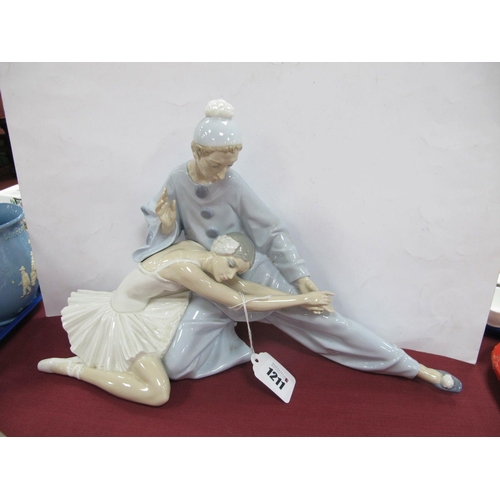 1211 - Lladro figure of Pierrot with Ballerina, 23.5cm high.