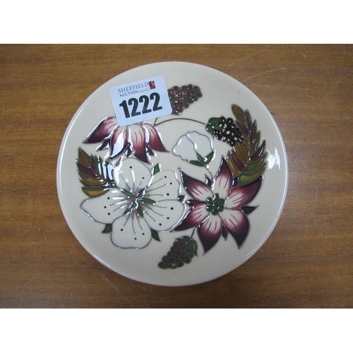 1222 - A Moorcroft Pottery Coaster, painted in the 'Bramble Revisited' design by Alicia Amison, impressed a... 