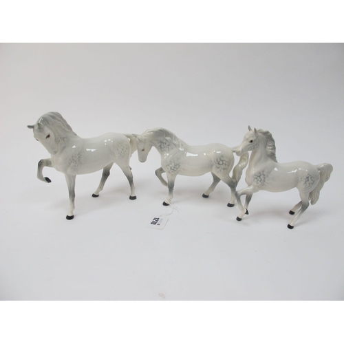 1270 - Beswick Pottery Prancing Horses, in grey, , circular back stamp the tallest 18.5cm,