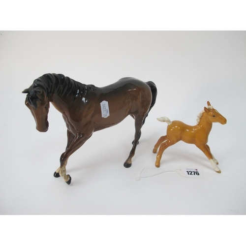 1276 - A Beswick Prancing Horse & Foal, 17.5cm high.