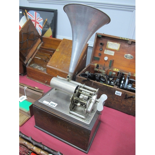 1321 - A Late XIX Century 'Grapitophone' Phonograph; together with a similar ear large metal horn, No. 8149... 