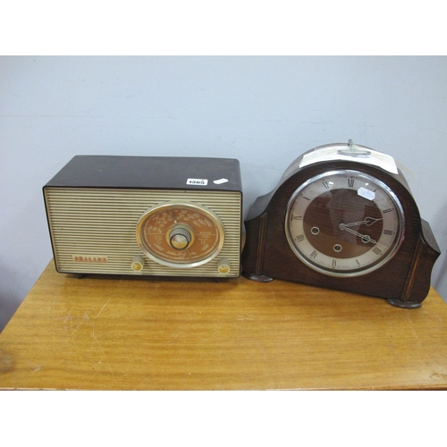 1365 - Phillips MK40277 Radio; oak cased Westminster Chimes mantel clock. (2)