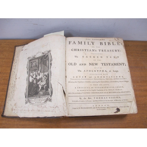 1376 - The Complete Family Bible, or the Christian's Treasury, Rev Thomas Sisson, London 1785, full calf.