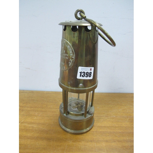 1398 - protector Lamp & Lighting Co Brass Miners Lamp.