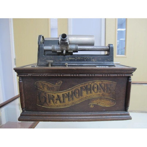 1317 - A Late XIX Century Era Wind-Up Phonograph, with horn, manufactured by The American Gramophone.