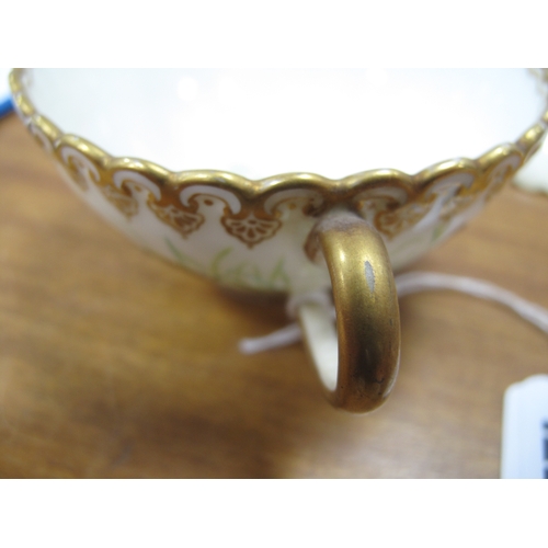 1221 - A Cabinet Cup & Saucer, circa 1900 hand painted with butterflies and moths, aesthetic gilt border.