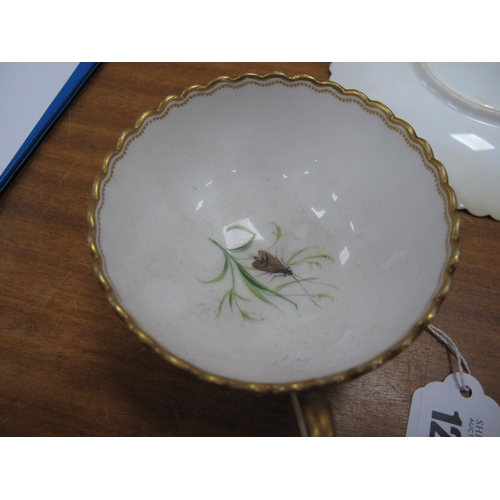 1221 - A Cabinet Cup & Saucer, circa 1900 hand painted with butterflies and moths, aesthetic gilt border.