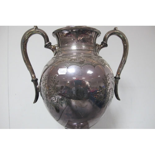 437 - A c.Late XIX Century Plated Samovar, of Aesthetic style; together with assorted boxed and cased plat... 