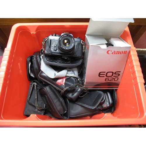 733 - Caonon EOS 620 Camera Boxed, Pentax Chinon, Canon Auto 2001, Canon MC10, Nikon RFZ, Agfa, Canon 105,... 