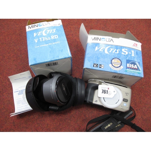 761 - Minolta Vectis S1 Camera, with V17/3.5 Rd lens. (2)