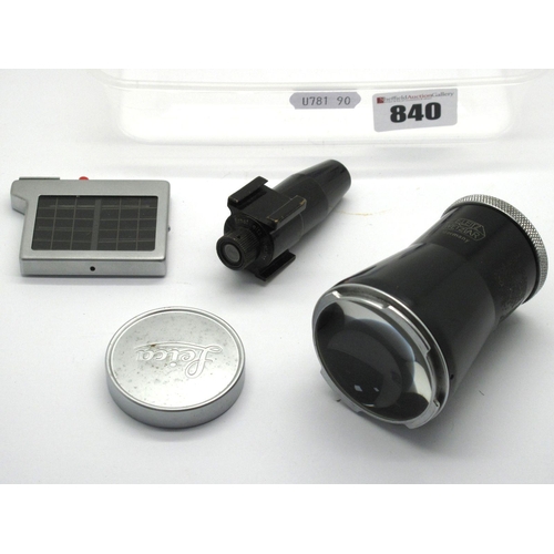 840 - Leica Light Meter, Leica (Weitz Wetzle) 5 x Magnifier, Leica Lens Cap, Leitz Viewfinder. (4)