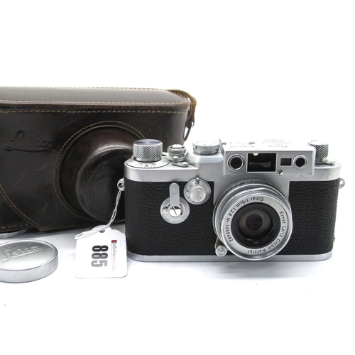 885 - Leica No 969668 Camera, chrome body with black crackle finish - Leitz f=5cm 1:2.8 No 1450482 lens, i... 