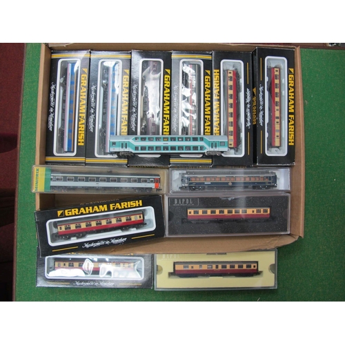 319 - Thirteen 'N' Gauge Coaches, by various manufacturers, to include four Blood and Custard livery, Grah... 