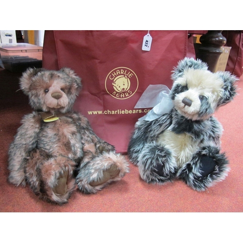 422 - Two Charlie Bears - CB104683 Ashley, CB104694C Taylor, in Charlie Bear Bag (no odours)