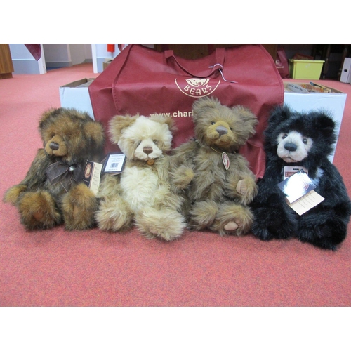 428 - Four Charlie Bears - CH151558 Anniversary Slothy Joe, CB151681 Anniversary William, CB083796 Kelsey,... 