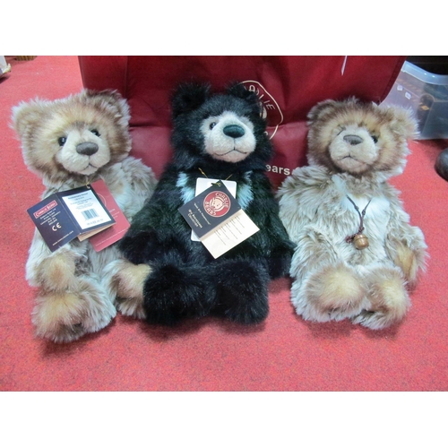 433 - Three Charlie Bears - CB151575 Anniversary Diesel x 2, CB151558 Anniversary Slothy Joe, in Charlie B... 