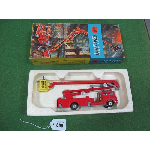 608 - A Boxed Corgi Major Toys 1127 Simon Snorkel Fire Engine, fireman present, etc, box overall good.