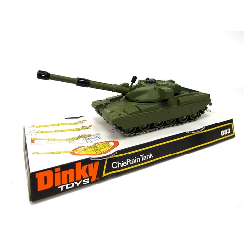 610 - A boxed Dinky Toys 683 Chieftain Tank, very good condition, ammunition present. Box and plastic in g... 