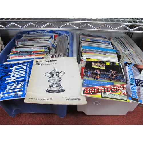 422 - League Club Programmes, 1960's onwards, many Bradford City, Leeds, over five hundred:- Two Boxes