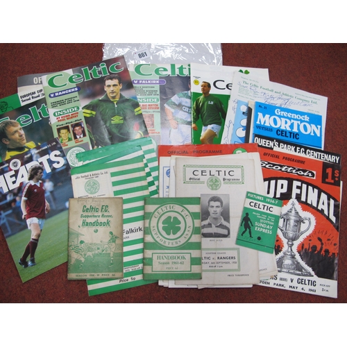 861 - Glasgow Celtic Programmes, 1963 Scottish Cup Final & Semi away's at Middlesborough 57-8, Nottingham ... 