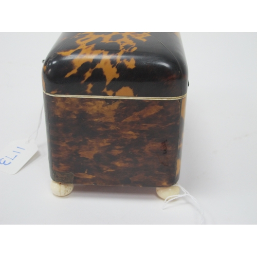 1173 - An Early XIX Century Tortoiseshell Tea Caddy, of rectangular form with domed cover with vacant carto... 