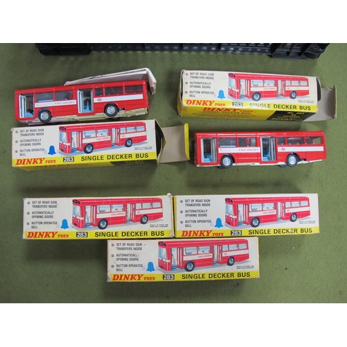 384 - Five Boxed Dinky #283 Diecast Model Single Decker Buses, Red liveries, 'Red Arrow', small chips/rubb... 