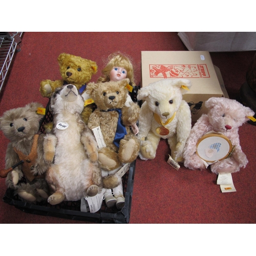 389 - Five Steiff Teddy Bears, to include one boxed 'Millennium' bear with medal, 'Grandpa with Pipe', 'Fa... 