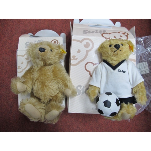 391 - Steiff - Two Boxed Bears, to include #02908 football and a small jointed bear, (both boxes good, no ... 