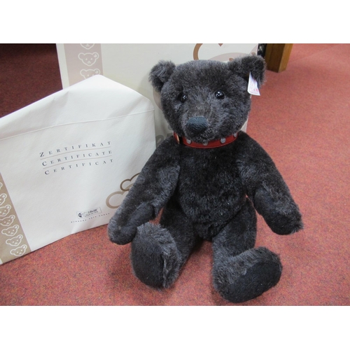 410 - Steiff - A Boxed #02861 Schwarz/Black Bear, with certificate of authenticity, box has marks, etc, (n... 