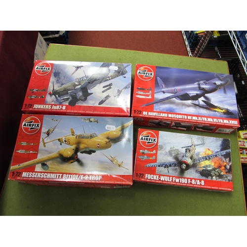 421 - Four Airfix 1:72 Scale Plastic Model Military Aircraft Kits, including #A03081 Messerschmitt BF110E/... 