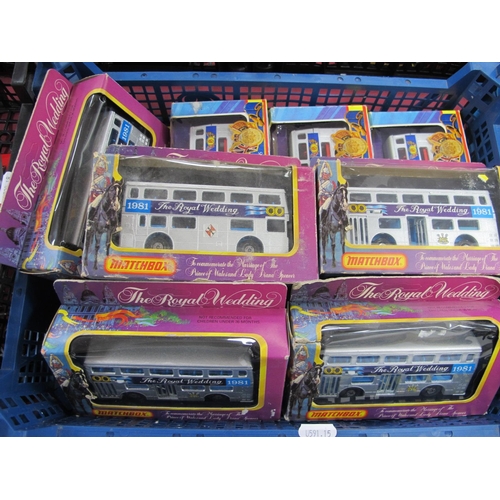 424 - Eight Matchbox Diecast Model Double Decker Buses, comprising of three Super kings K-15 'Silver Jubil... 