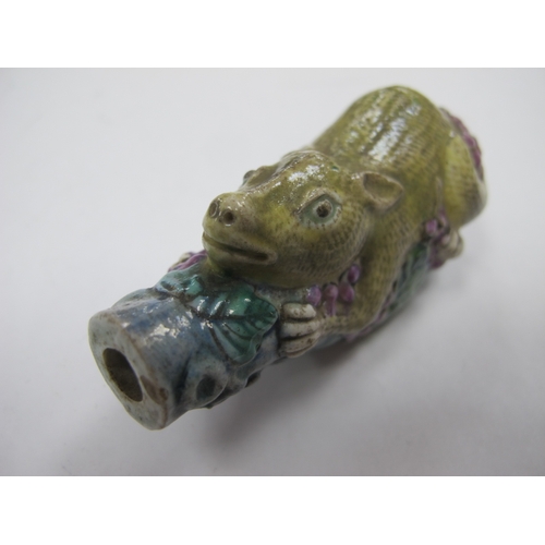 1111 - An Early XX Century Chinese Pottery Water/Brush Pot, modelled in the form of a rat amongst fruiting ... 