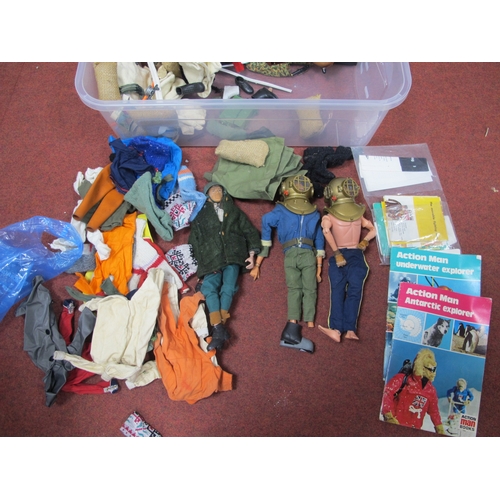 317 - Action Man: A Box Quantity to include three figures, clothing, accessories, guns, etc; (playworn).