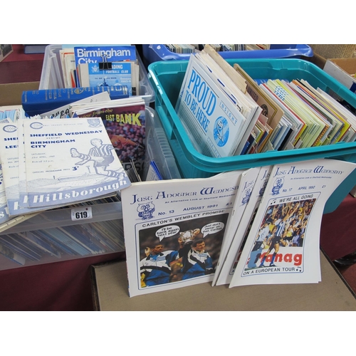 619 - Sheffield Wednesday Programmes, 1970's and later H & A issues, franzines fixture cards etc:- Two Box... 