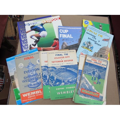 747 - F.A Cup Final Programmes 1952, (cover tape and loose), 1957, 59 (cover loose), 60, 61, 62 (cover sta... 