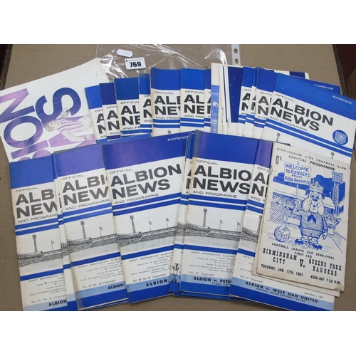 769 - West Bromwich Albion Home Programmes 1965-69, including 1966 League Cup Final v. West Ham Semi Final... 