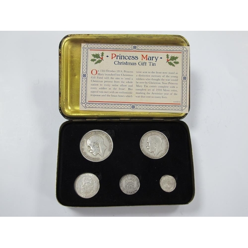 658 - Princess Mary Christmas Gift Tin, featuring a set of 1918 Silver Coins, certificate of authenticity.