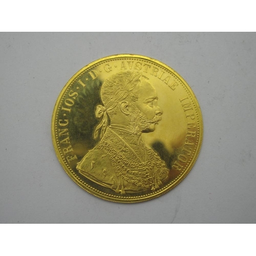 760 - 1915 Austria Gold 4 Ducat Re-Strike Coin.