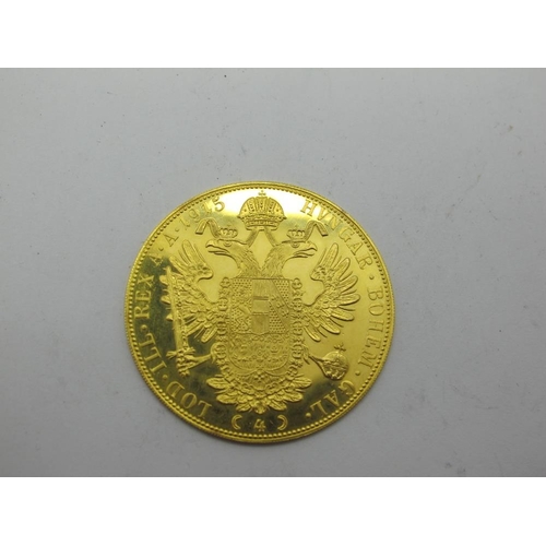 760 - 1915 Austria Gold 4 Ducat Re-Strike Coin.