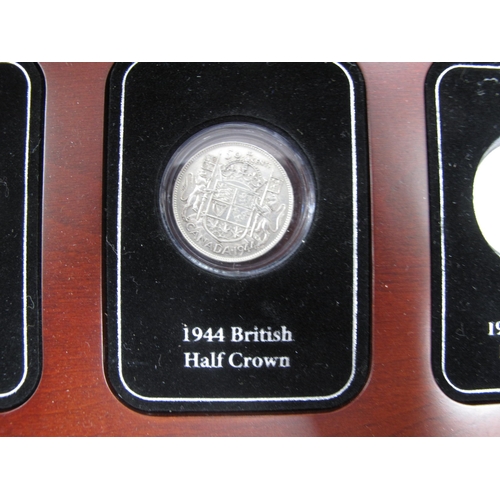 691 - Danbury Mint The D-Day Allied Forces Silver Set, features a 1944 GB half crown, 1944 Canadian half d... 