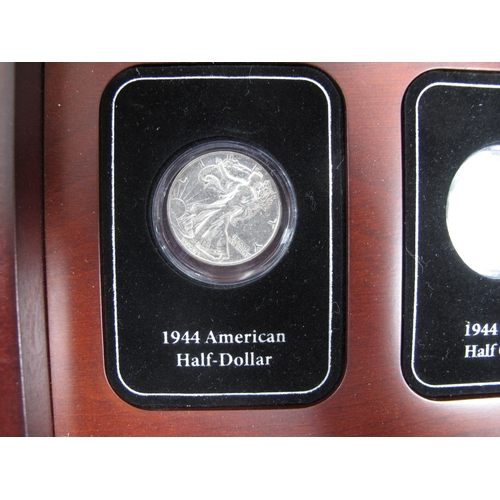 691 - Danbury Mint The D-Day Allied Forces Silver Set, features a 1944 GB half crown, 1944 Canadian half d... 